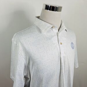 Peter Millar Large Summer Comfort Golf Polo Shirt Alphabet Allover Print White